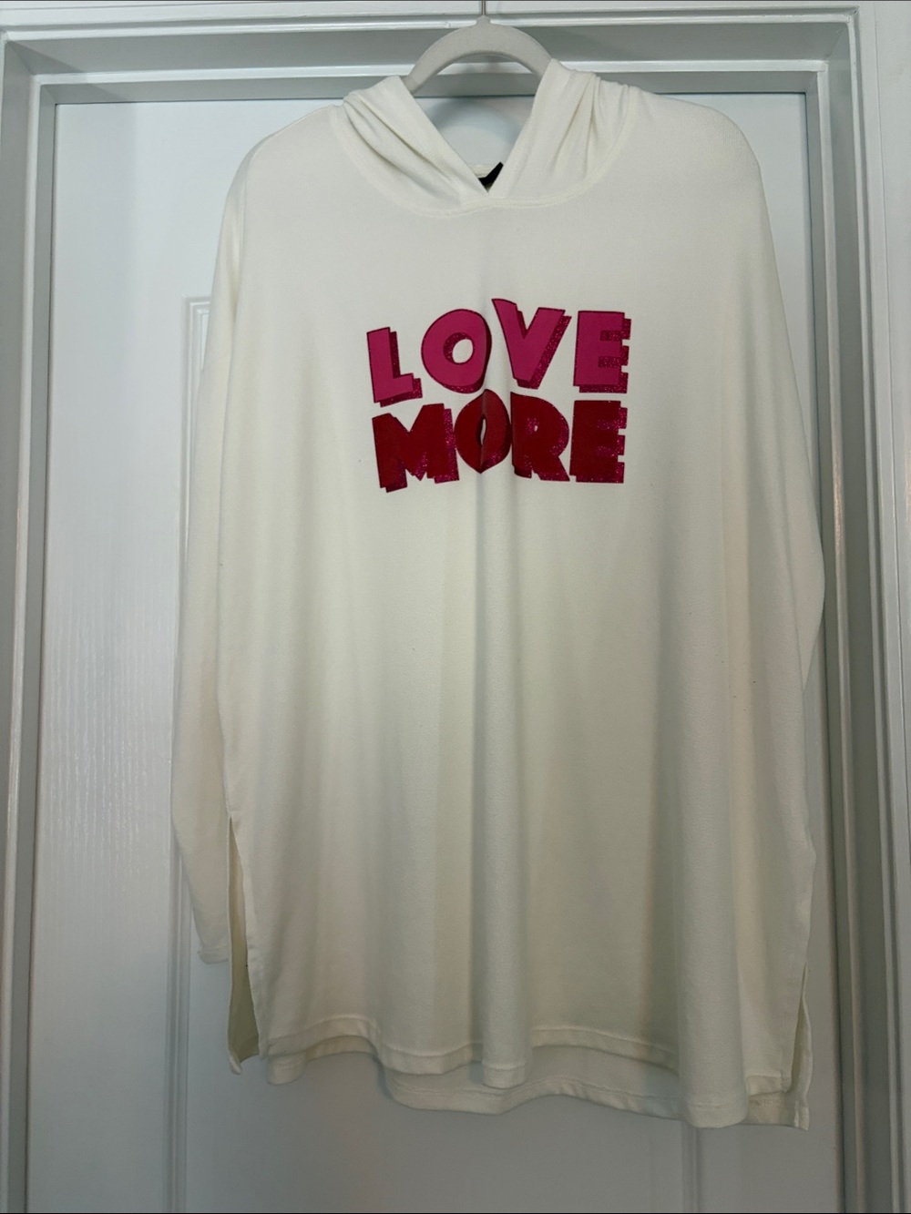 Cream Long-Sleeve Split-Hem Top